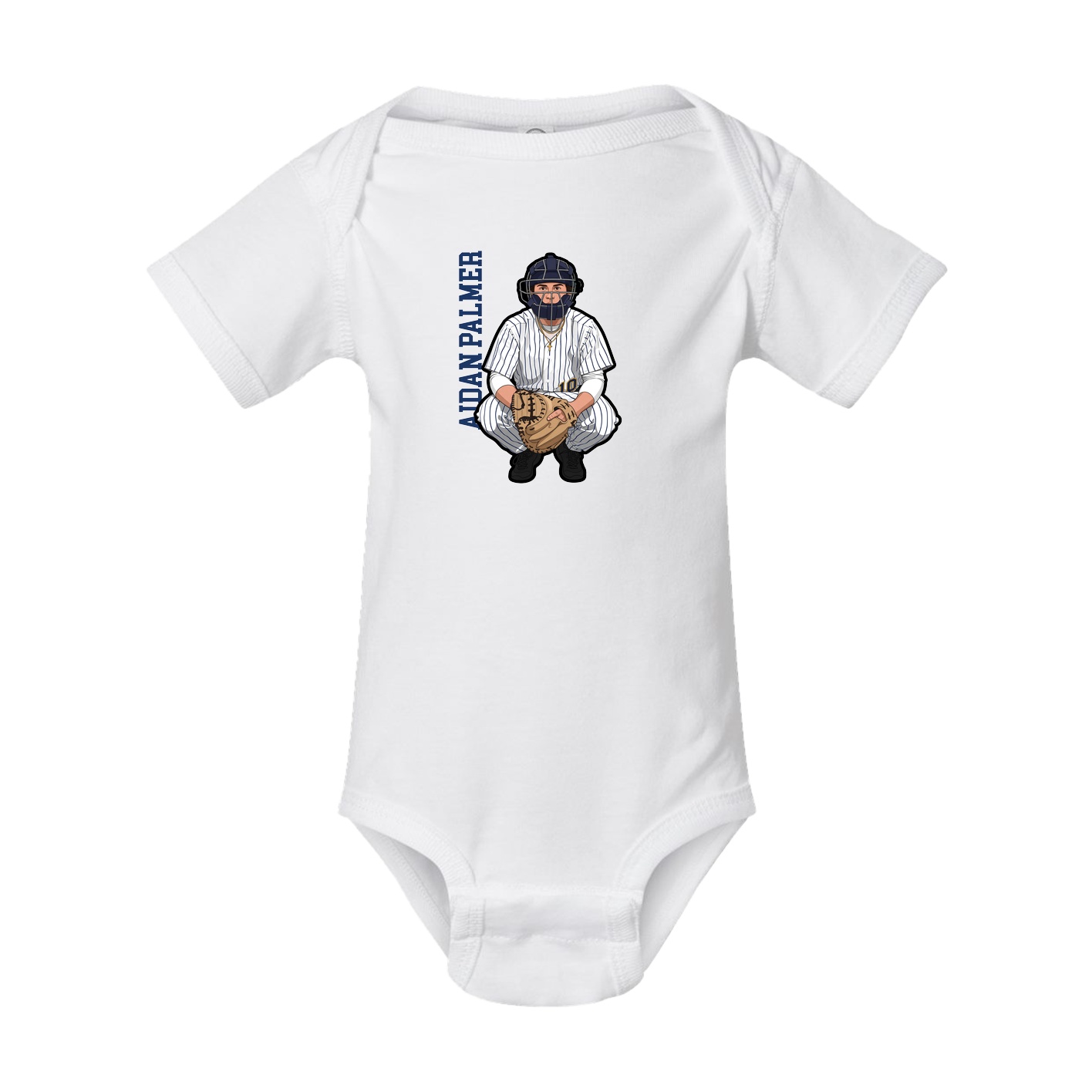 Baby Onesie — Name Vertical in White