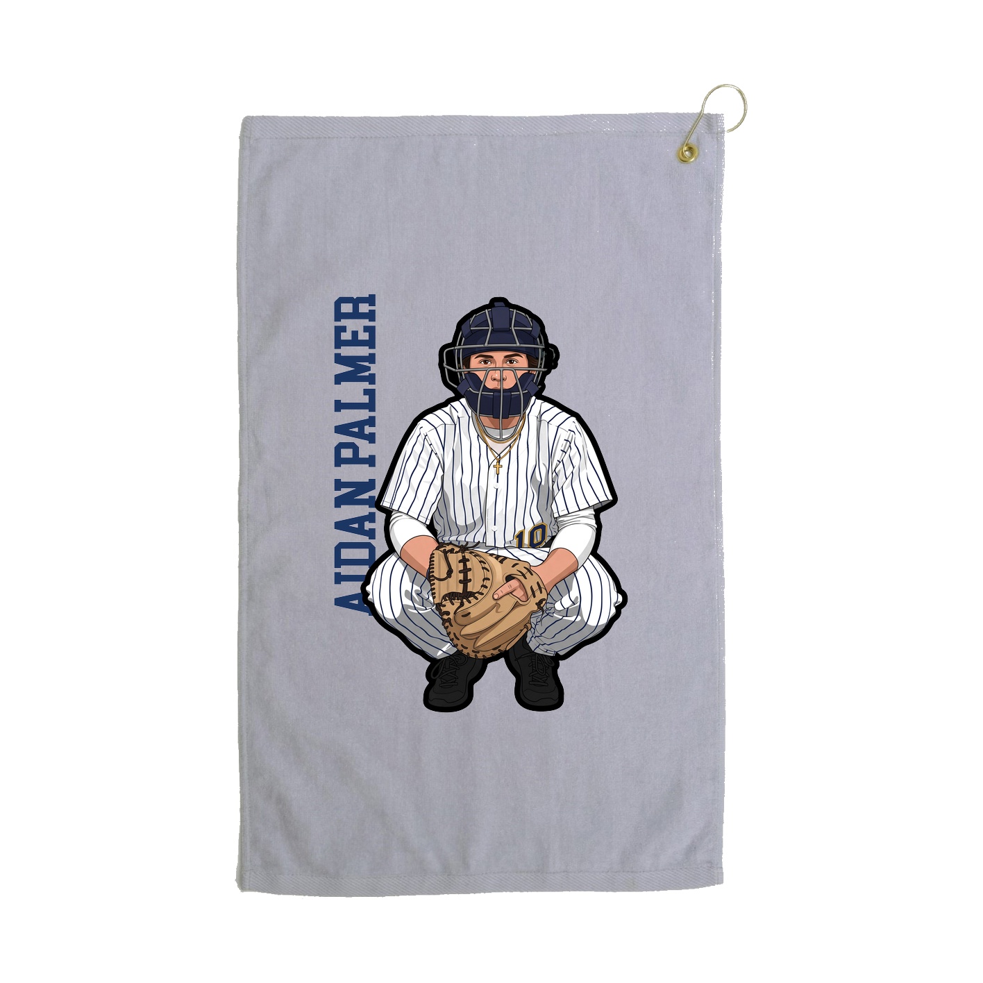 Golf Towel — Name Vertical in Grey