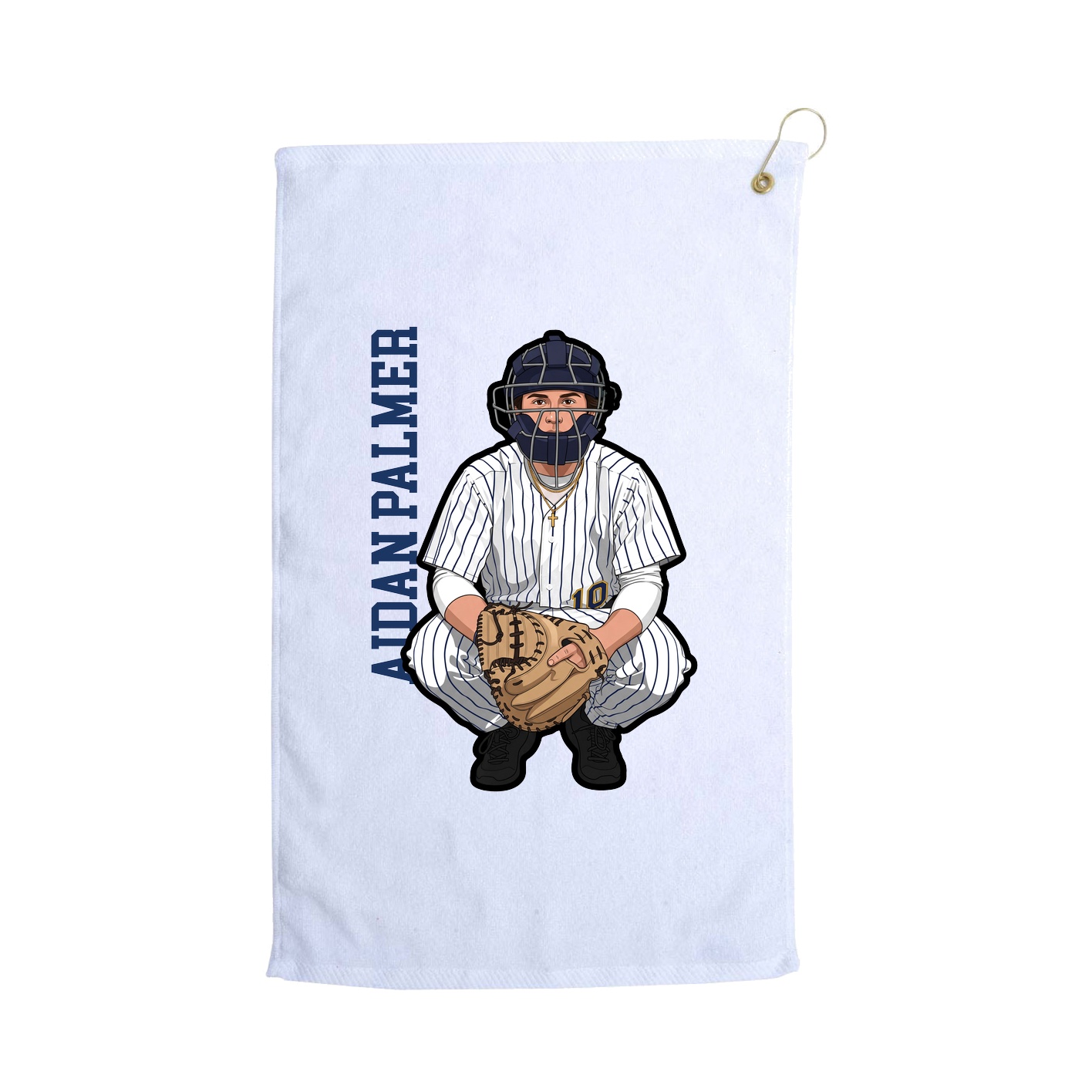 Golf Towel — Name Vertical in White