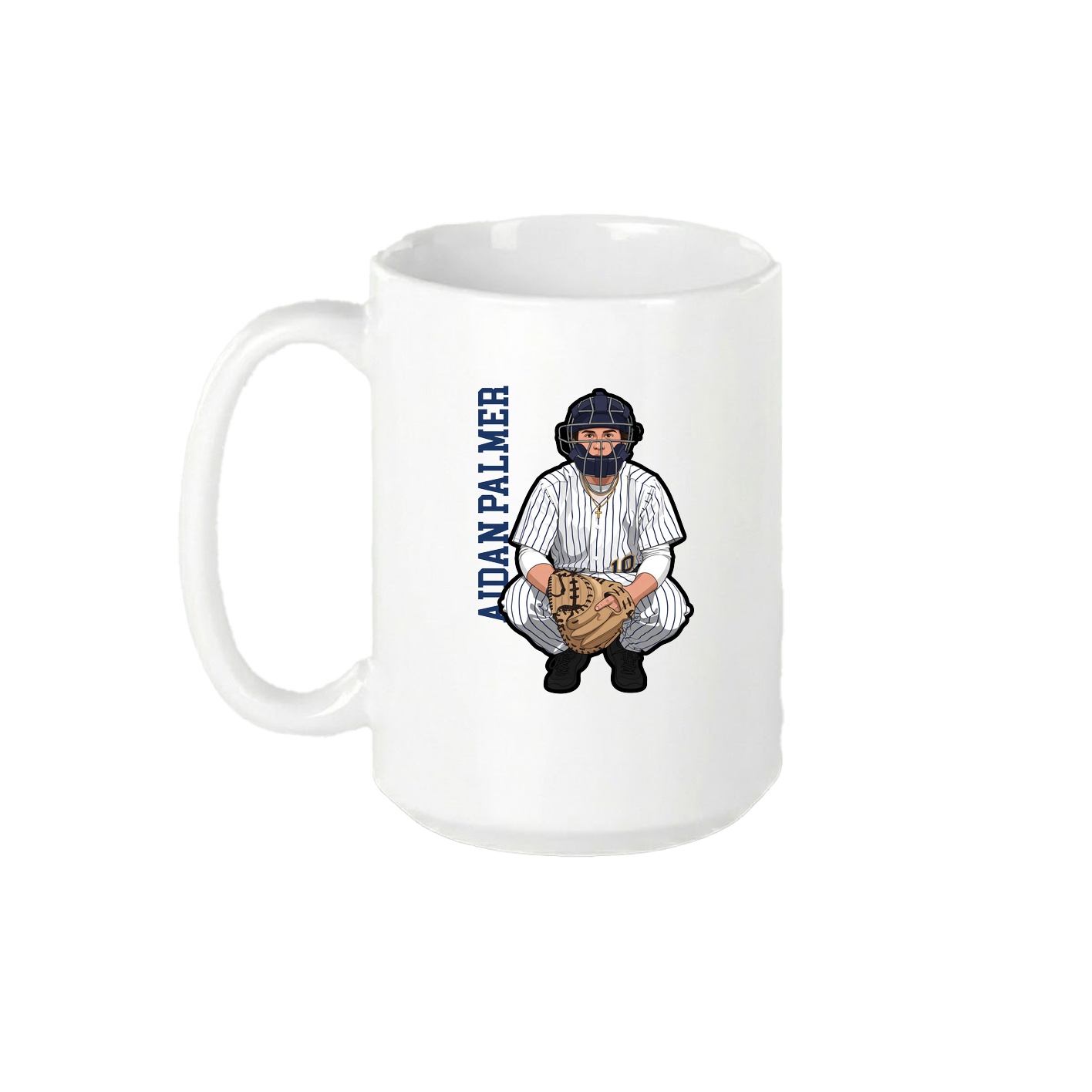 15oz Coffee Mug — Name Vertical in White