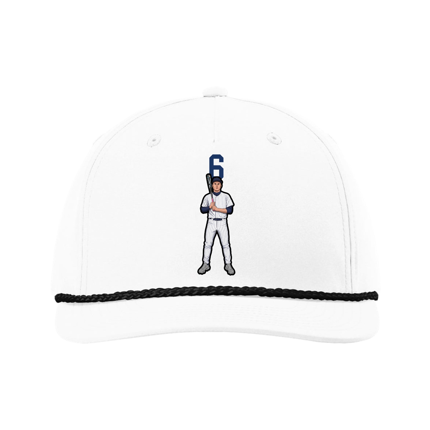 Five-Panel Classic Rope Cap — Number Top in White
