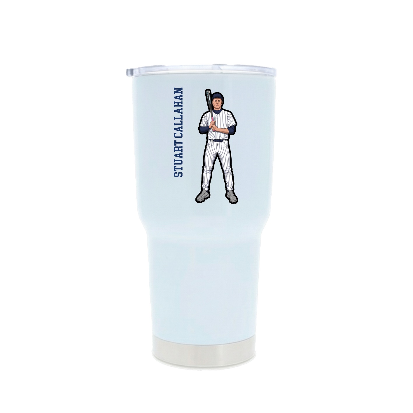 30oz Stainless Steel Tumbler — Name Vertical in White