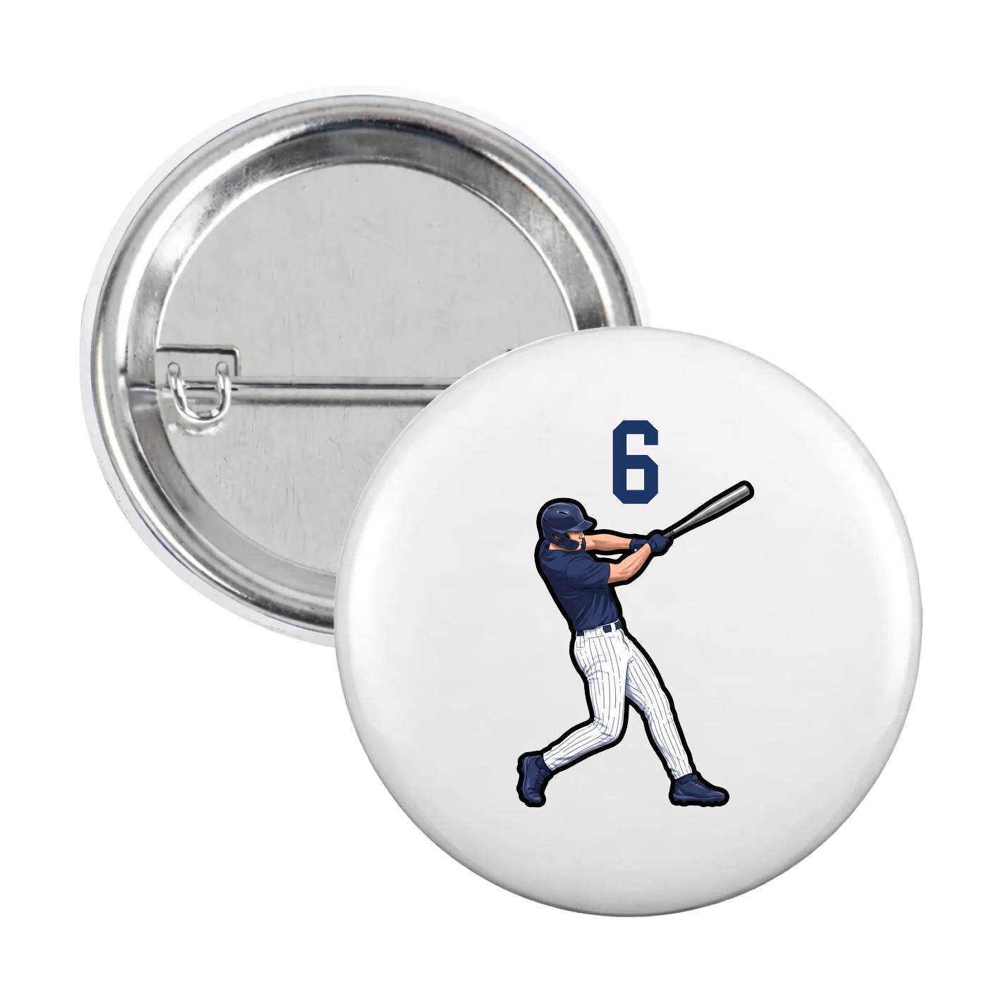Game Day Button — Number Top in White