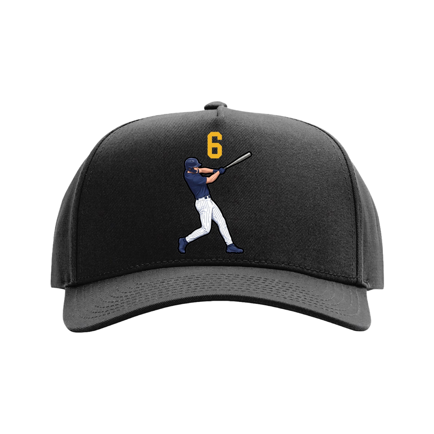 Full Fabric Five-Panel Champ Cap — Number Top in Black