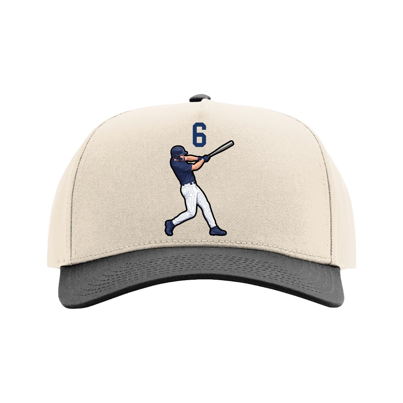 Full Fabric Five-Panel Champ Cap — Number Top in Cream/Black
