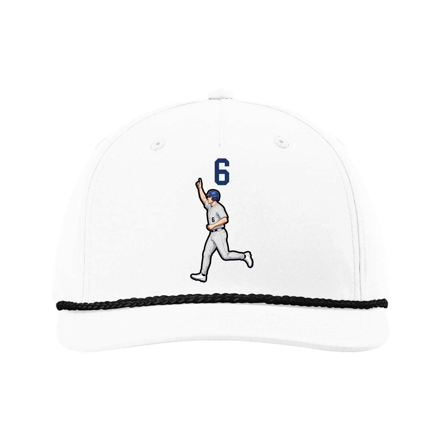 Five-Panel Classic Rope Cap — Number Top in White