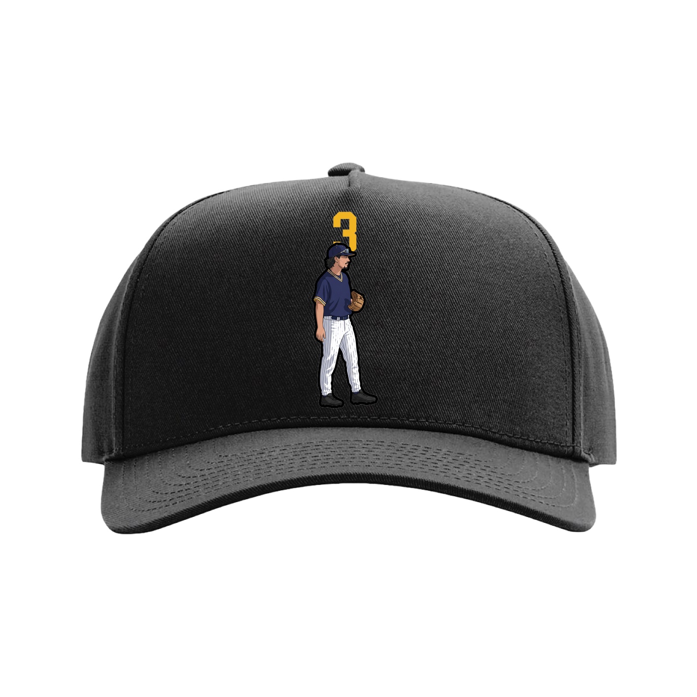 Full Fabric Five-Panel Champ Cap — Number Top in Black