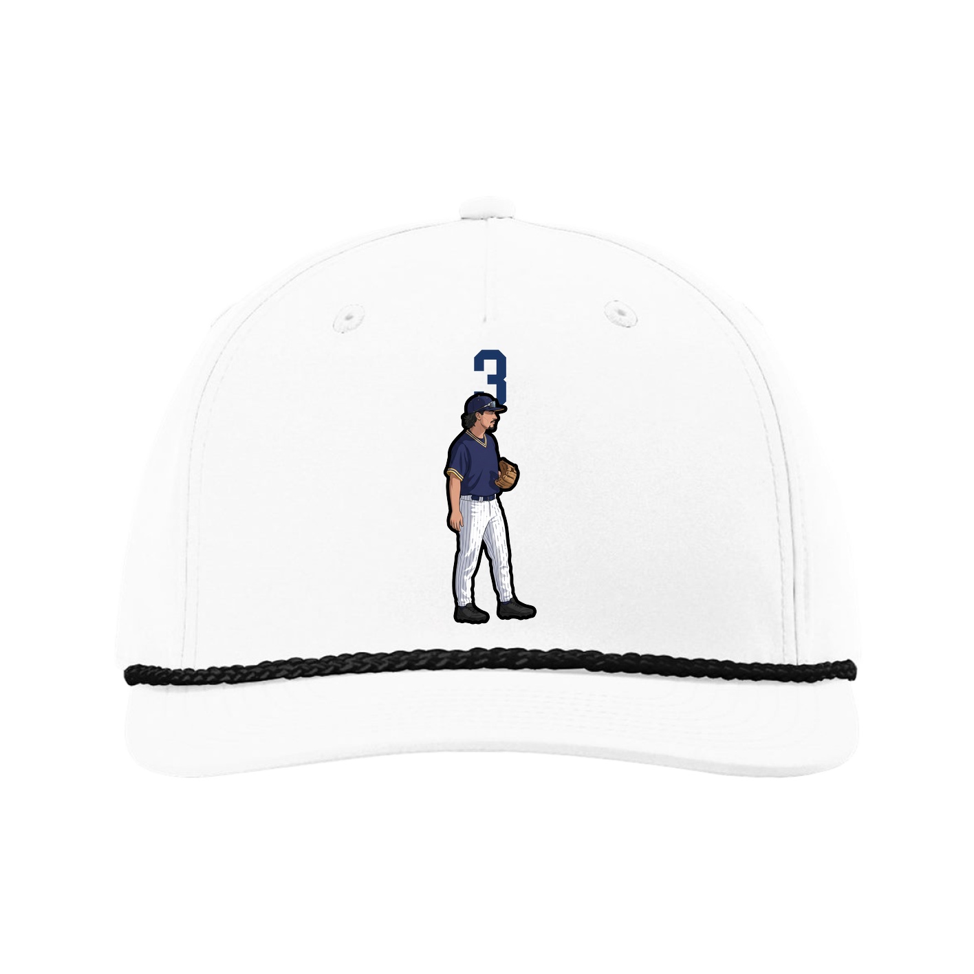 Five-Panel Classic Rope Cap — Number Top in White