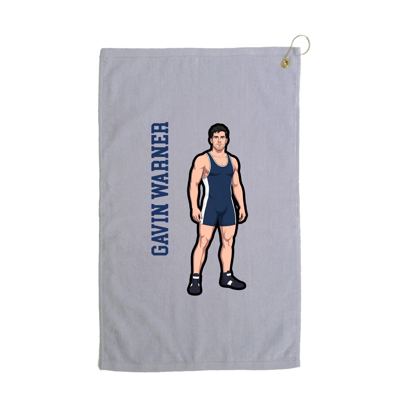 Golf Towel — Name Vertical in Grey