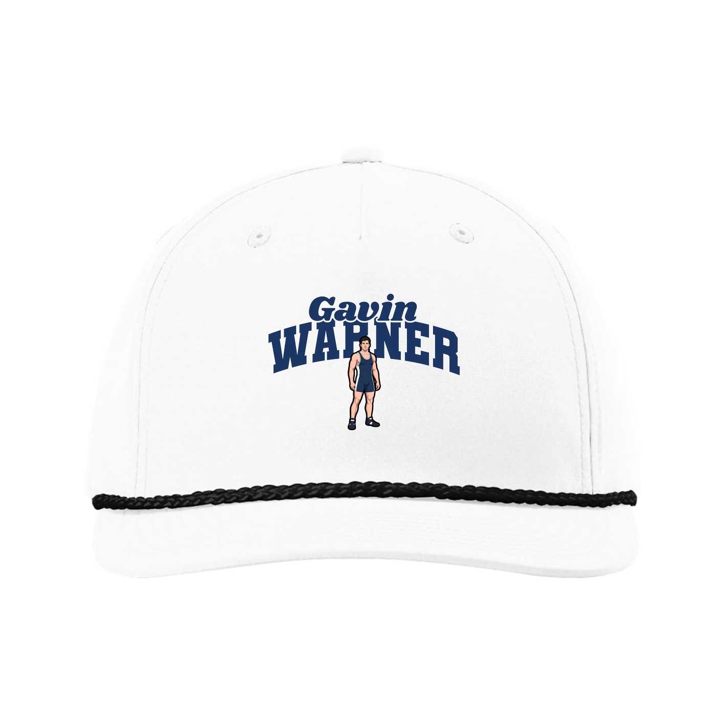 Five-Panel Classic Rope Cap — Signature Arch in White