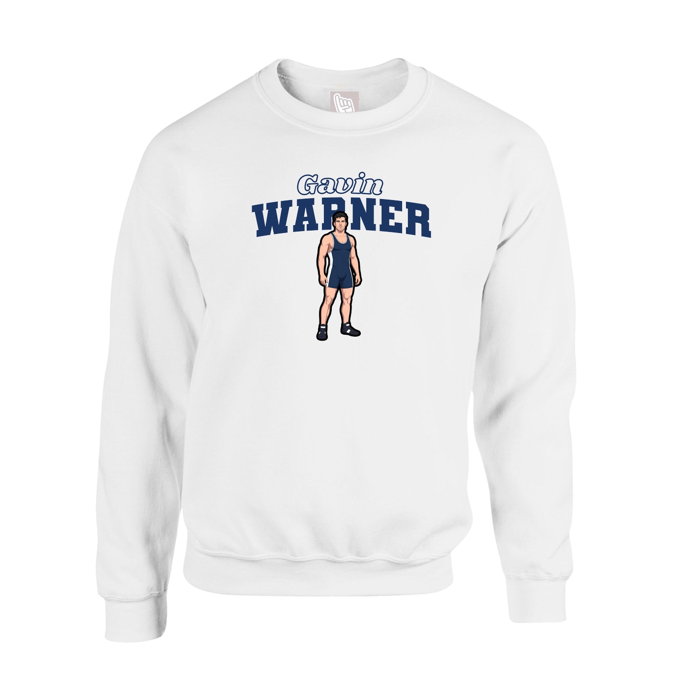 Fleece Crew — Name Arch in White