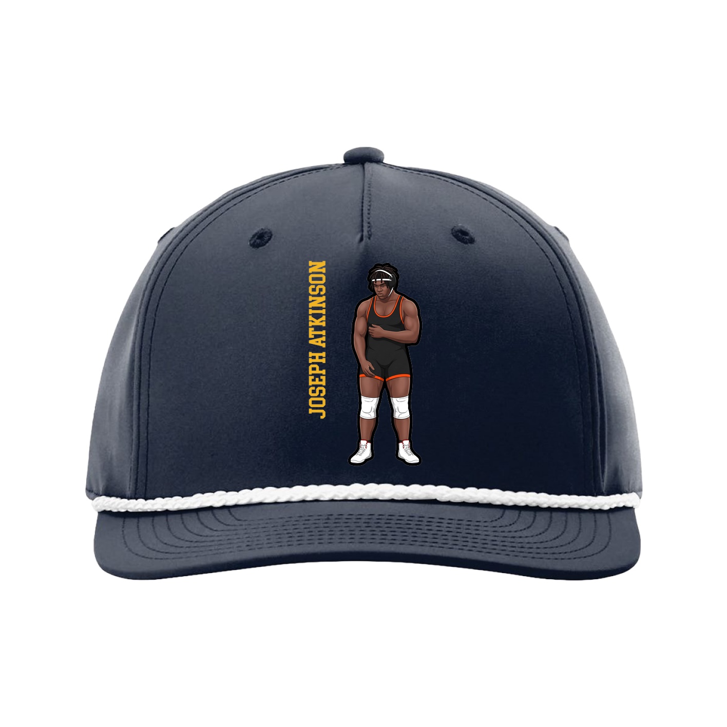 Five-Panel Classic Rope Cap — Name Vertical in Navy