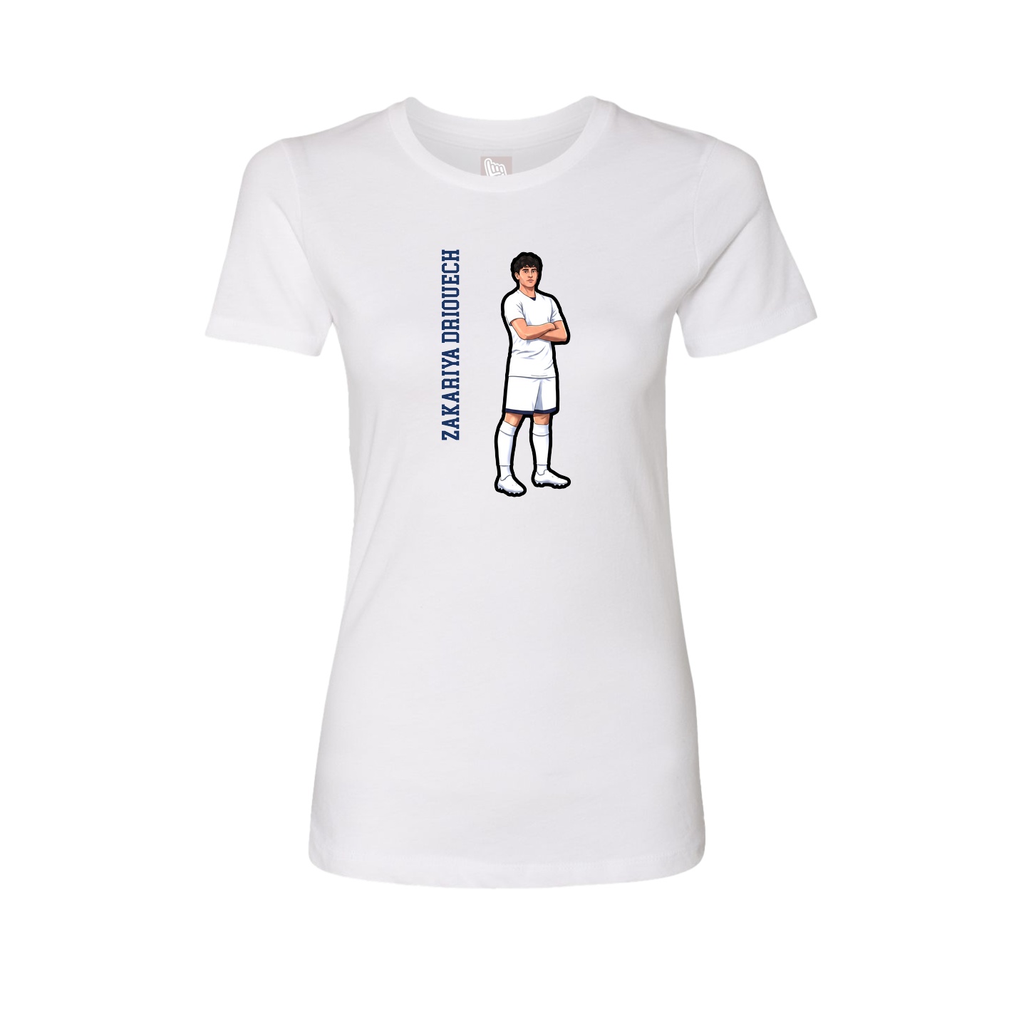 Fitted Women's Tee — Name Vertical in White