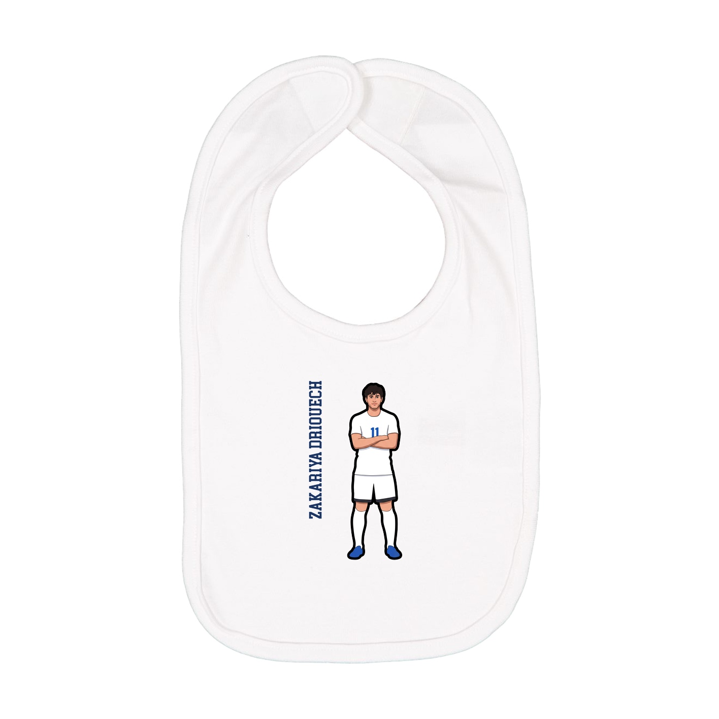 Infant Bib — Name Vertical in White