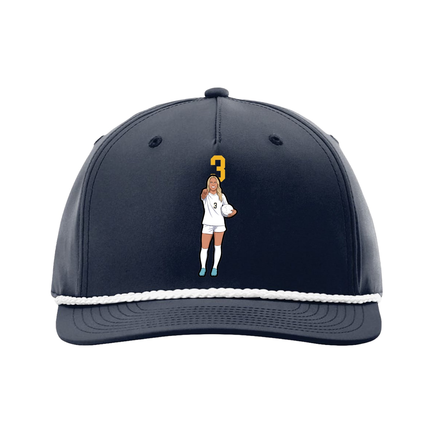 Five-Panel Classic Rope Cap — Number Top in Navy