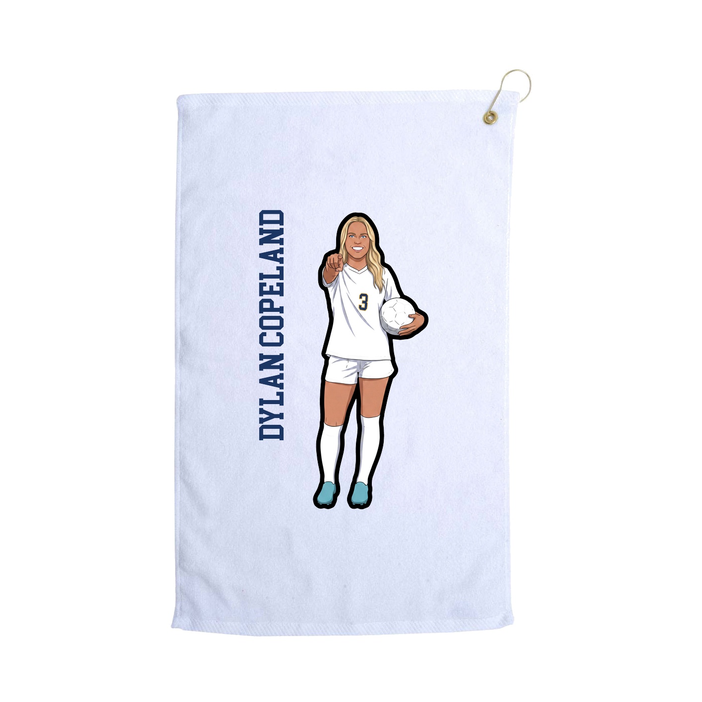 Golf Towel — Name Vertical in White