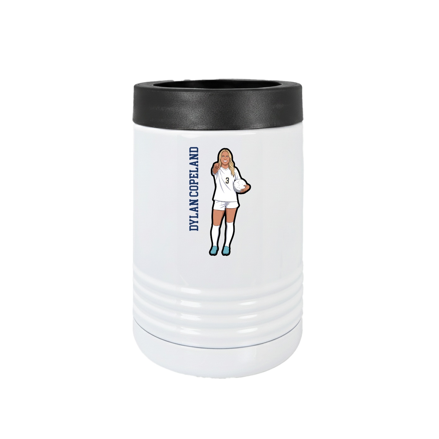 Beverage Holder — Name Vertical in White