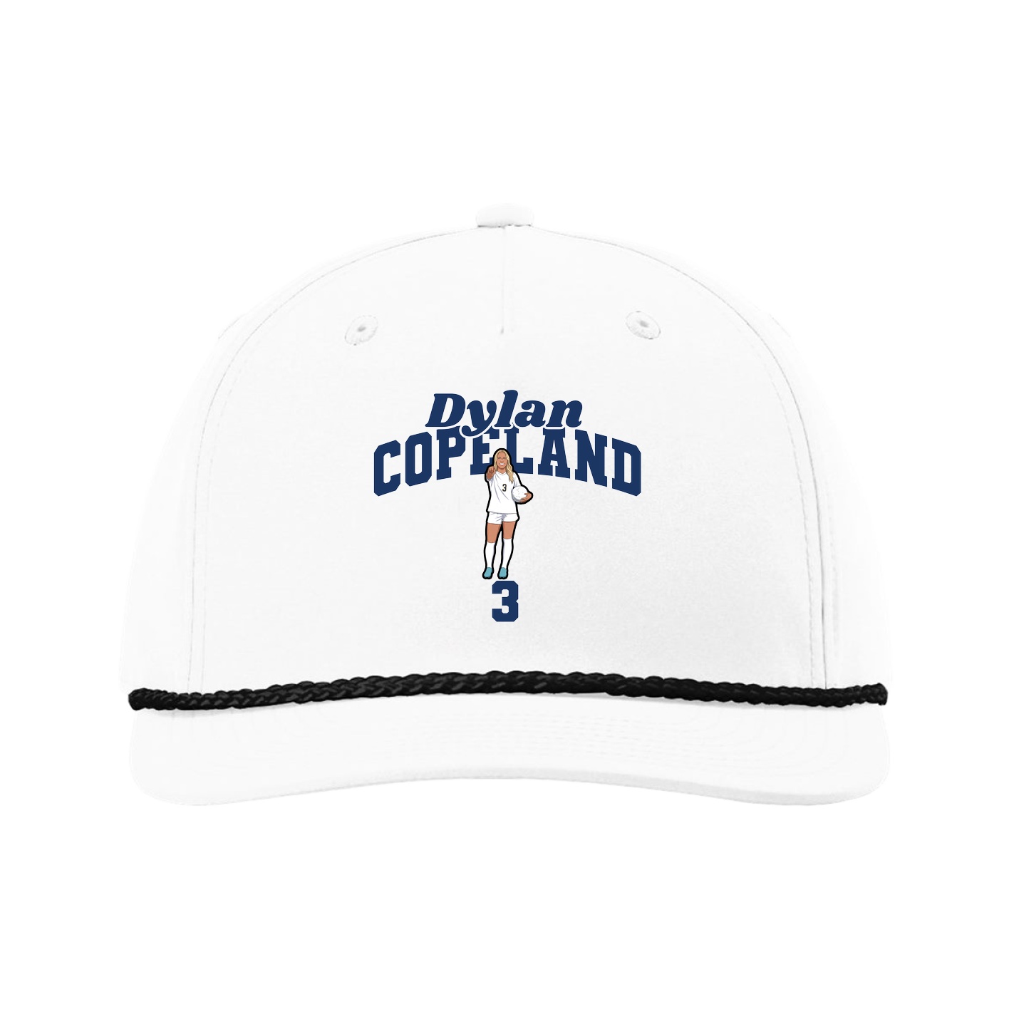 Five-Panel Classic Rope Cap — Signature Arch in White