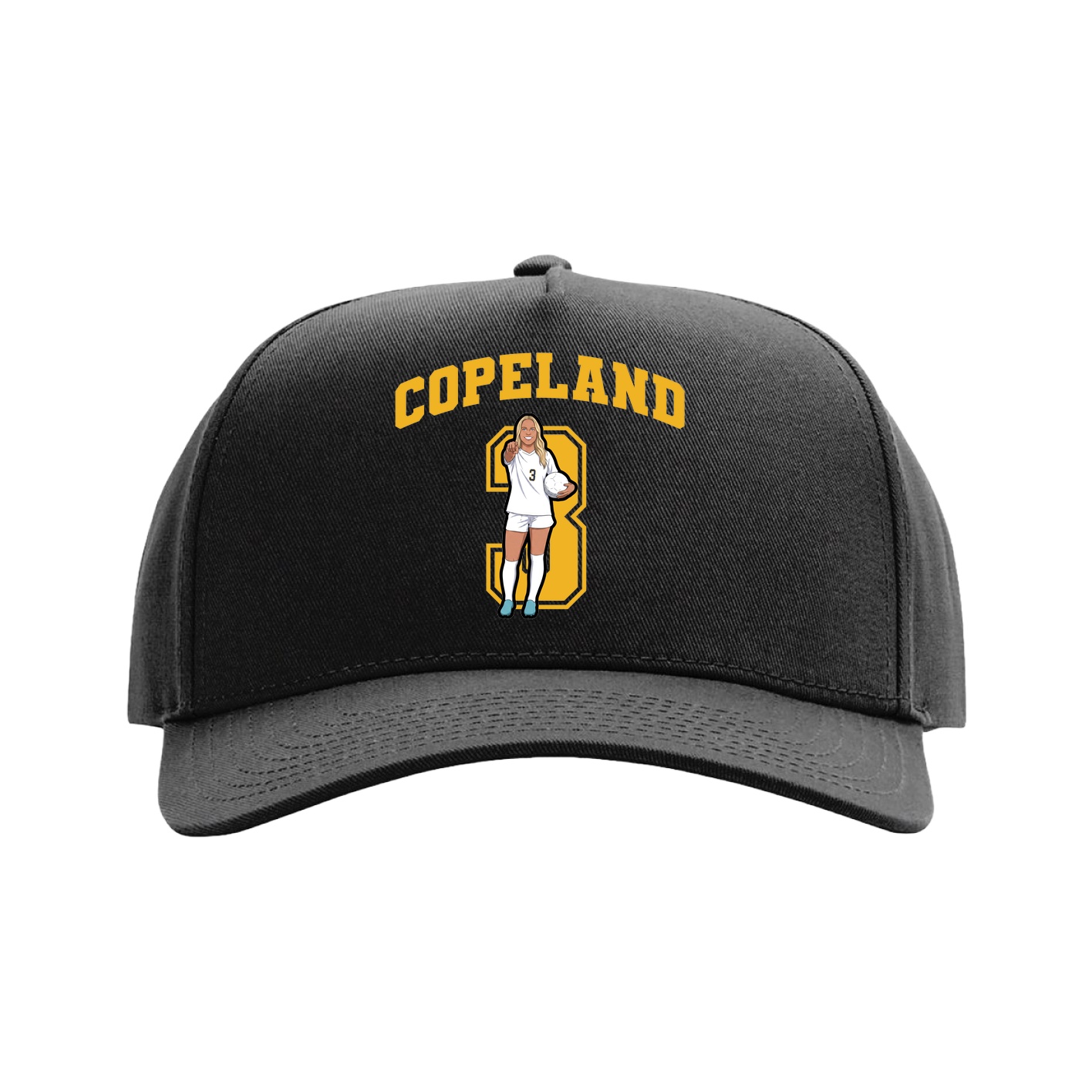 Full Fabric Five-Panel Champ Cap — Number in Black