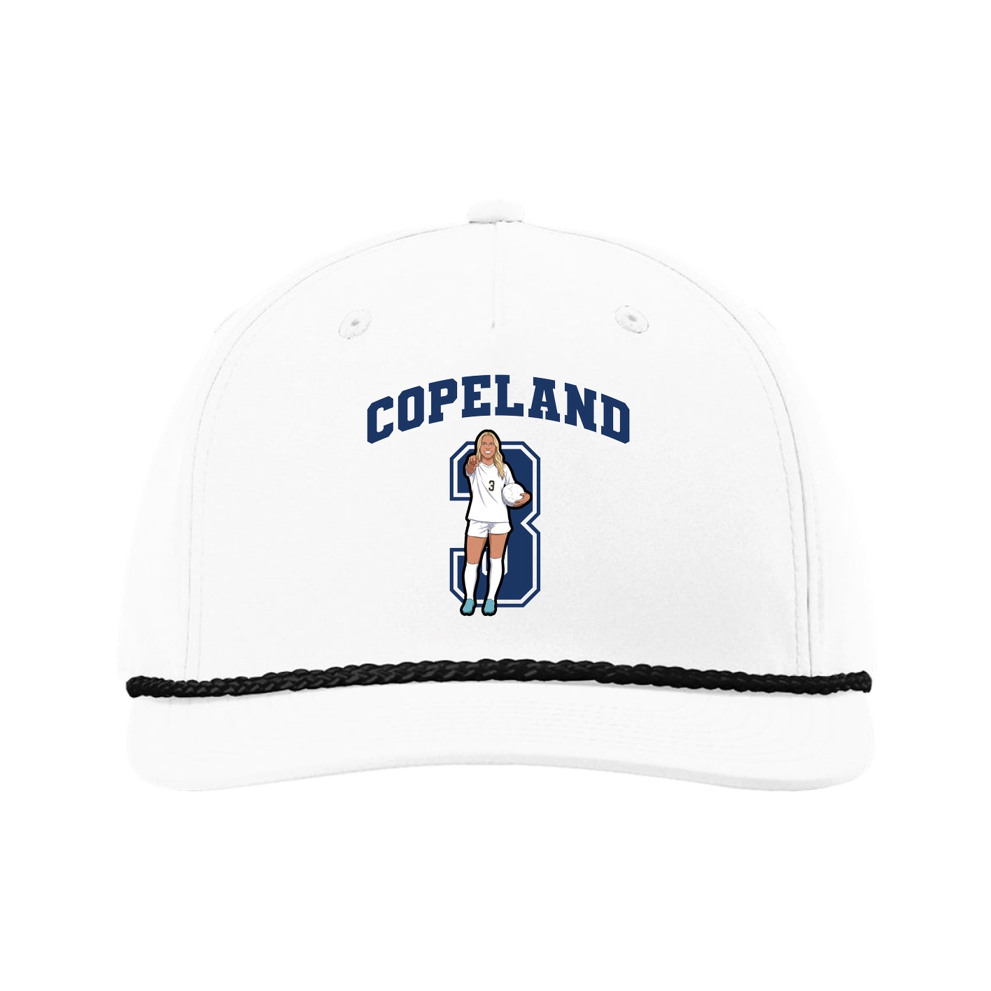 Five-Panel Classic Rope Cap — Number in White