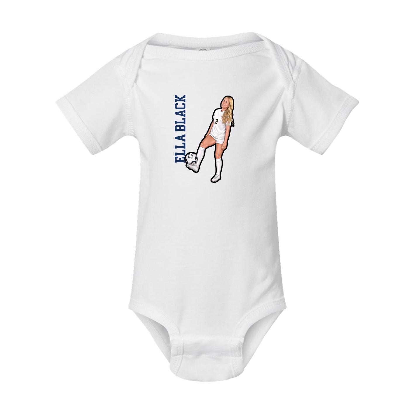Baby Onesie — Name Vertical in White