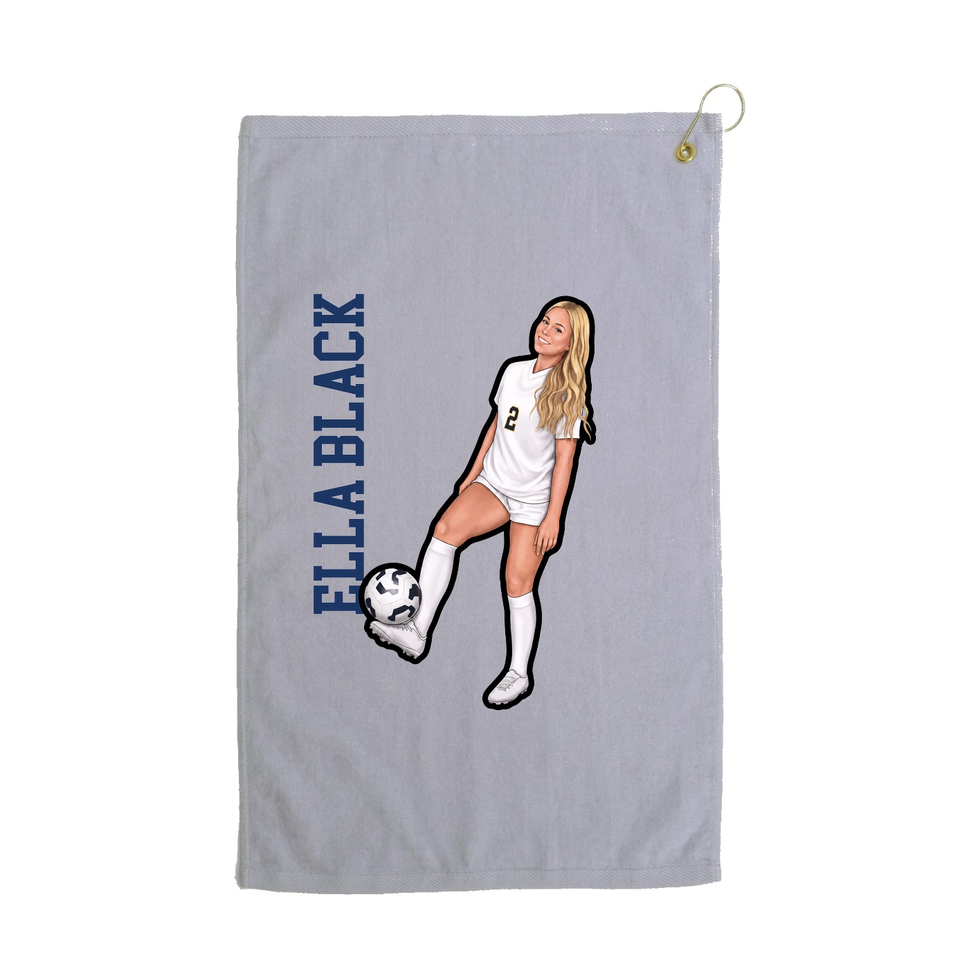Golf Towel — Name Vertical in Grey