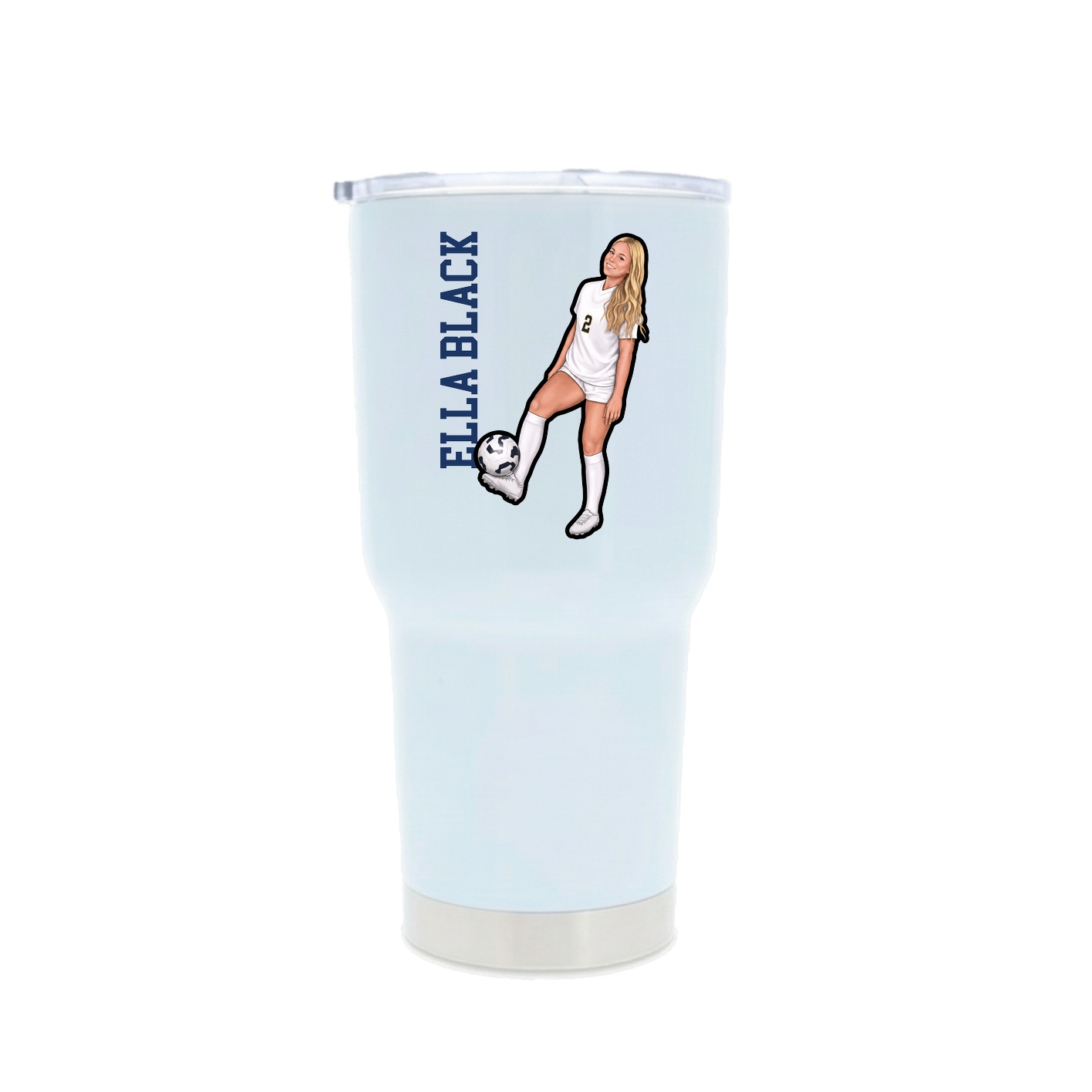 30oz Stainless Steel Tumbler — Name Vertical in White