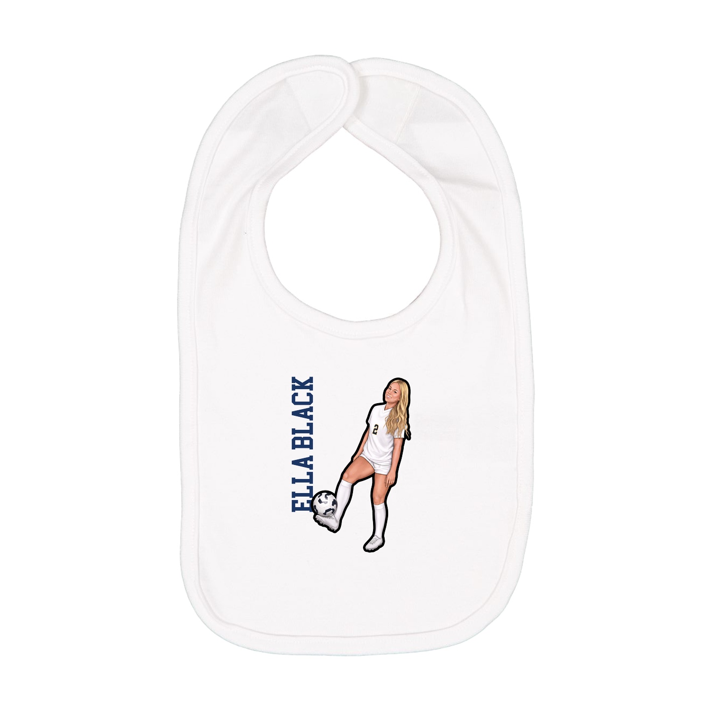 Infant Bib — Name Vertical in White