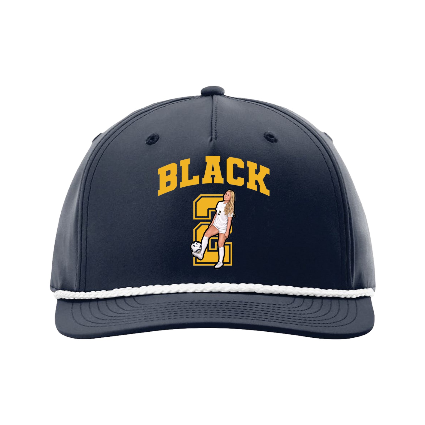 Five-Panel Classic Rope Cap — Number in Navy