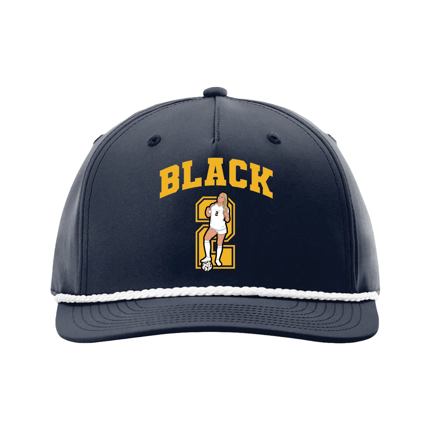 Five-Panel Classic Rope Cap — Number in Navy