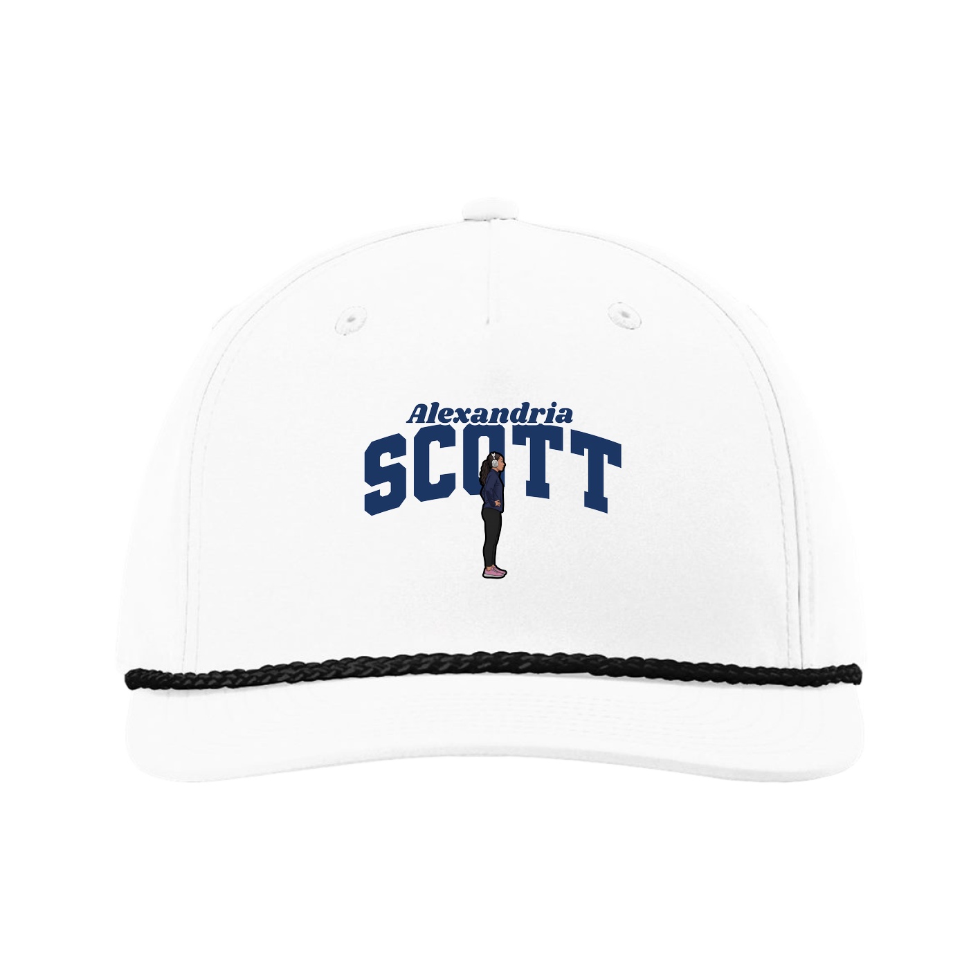 Five-Panel Classic Rope Cap — Signature Arch in White