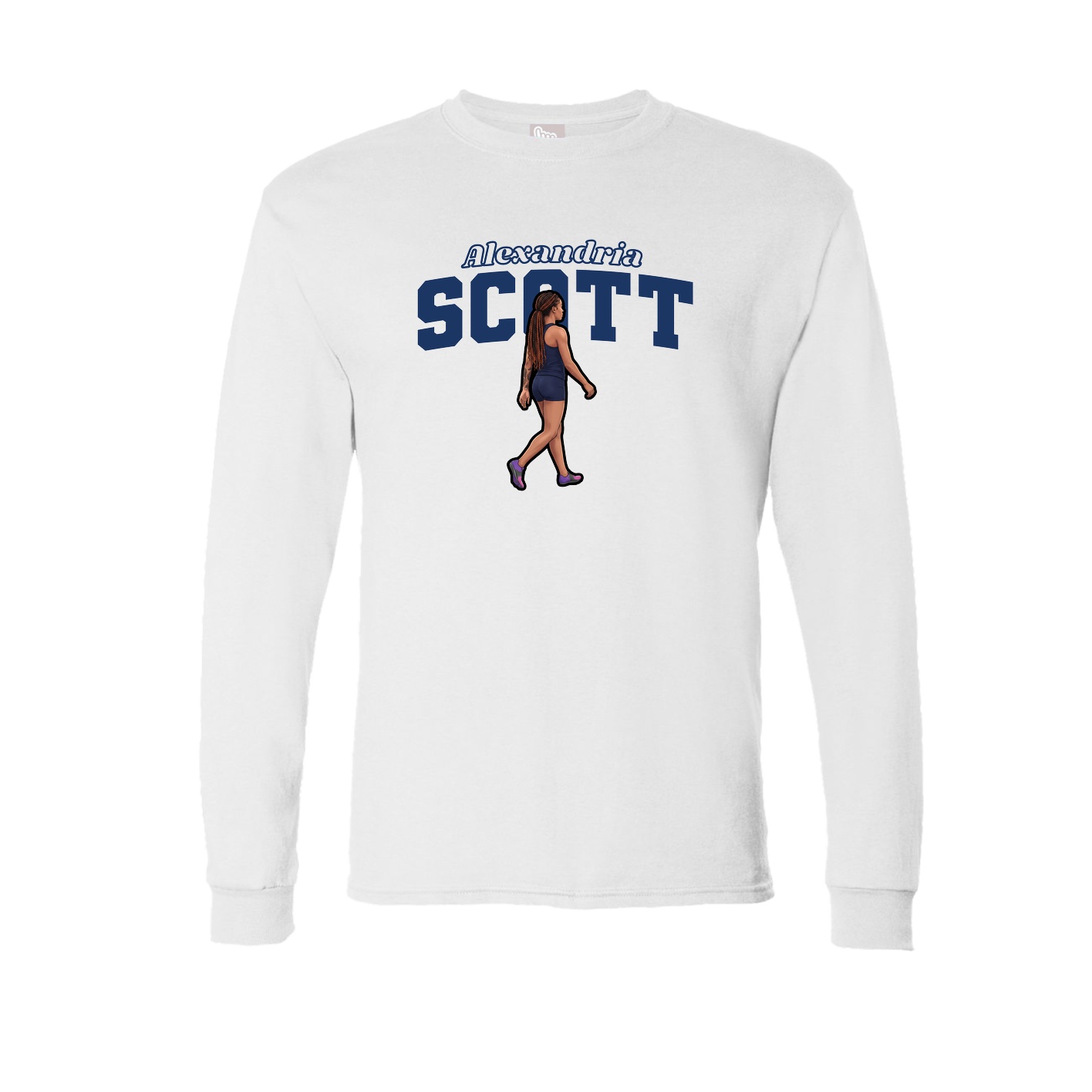 Long Sleeve Tee — Name Arch in White