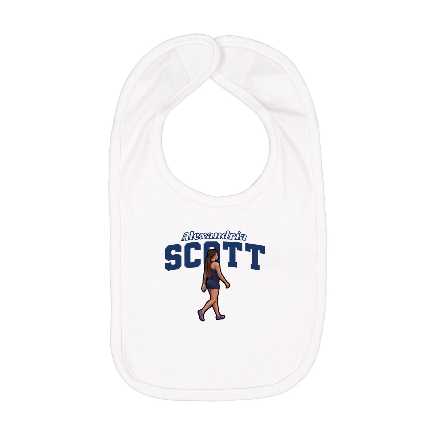 Infant Bib — Name Arch in White