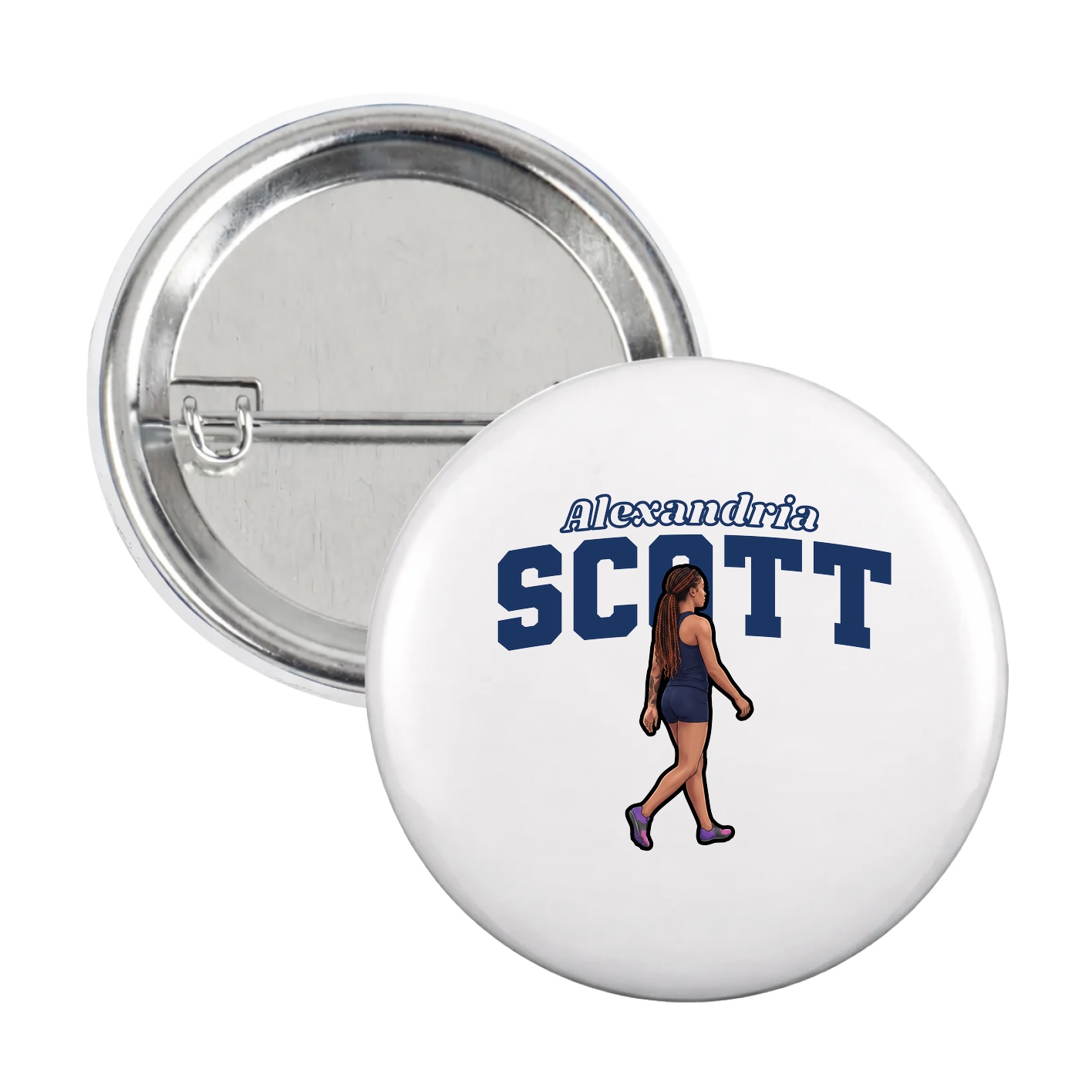 Game Day Button — Name Arch in White
