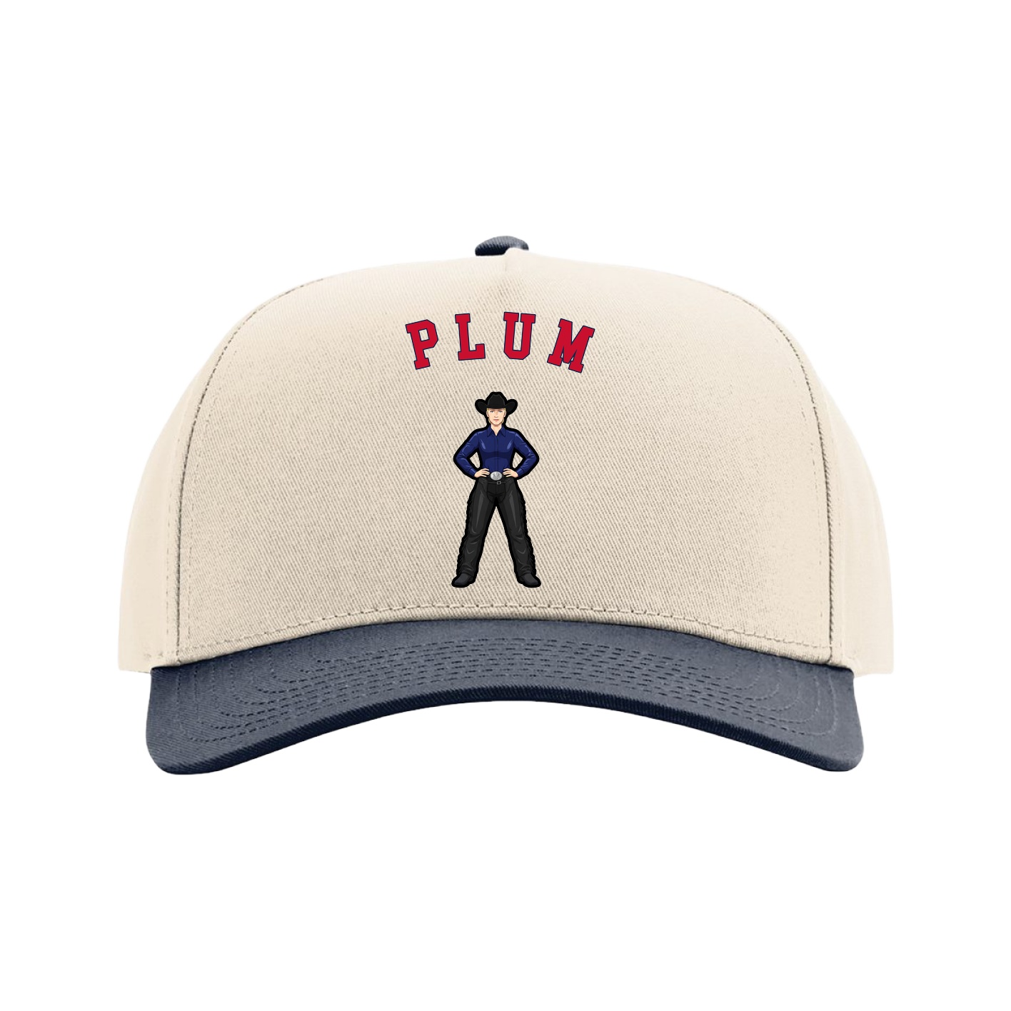 Full Fabric Five-Panel Champ Cap — Shirsey Arch in Cream/Navy