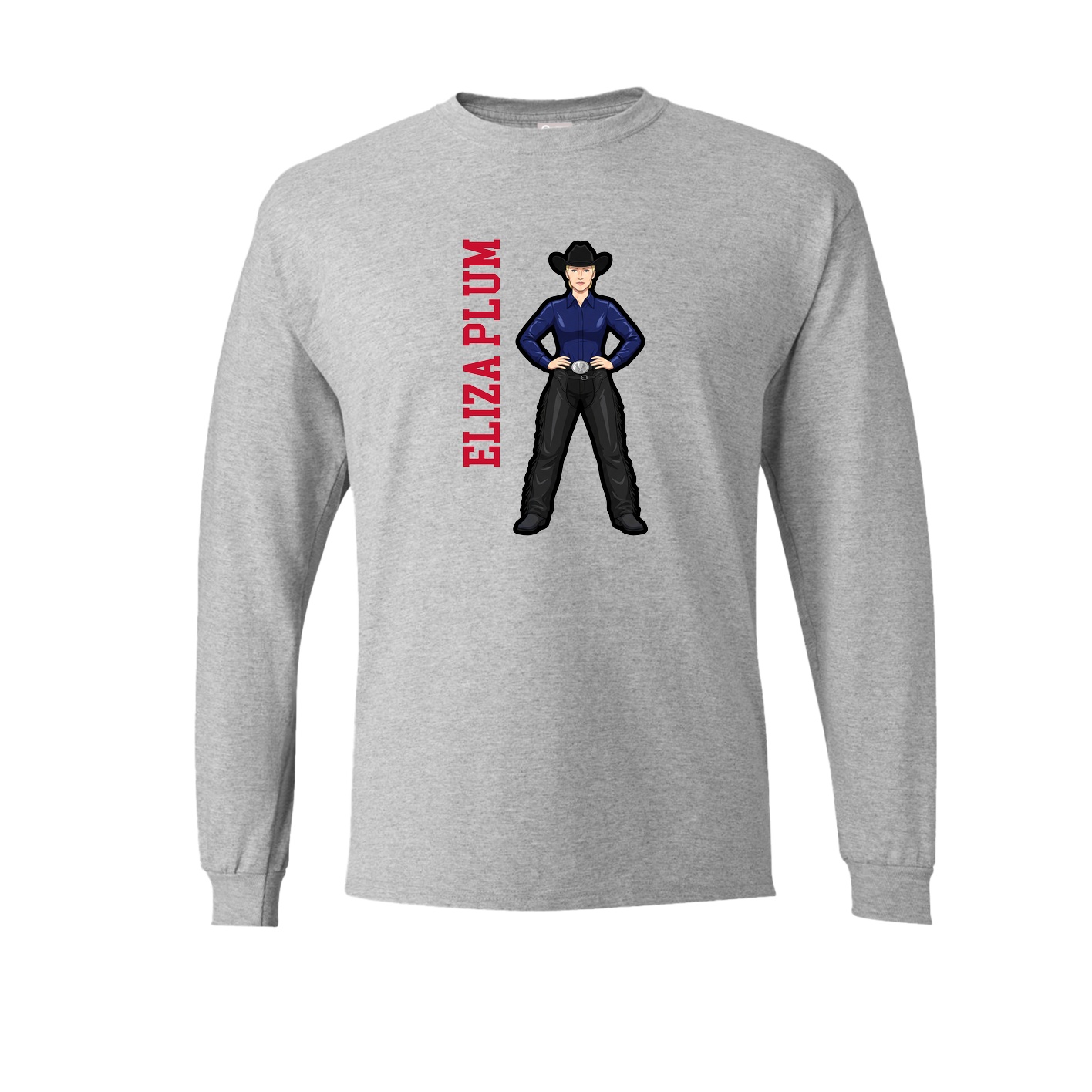 Long Sleeve Tee — Name Vertical in Grey