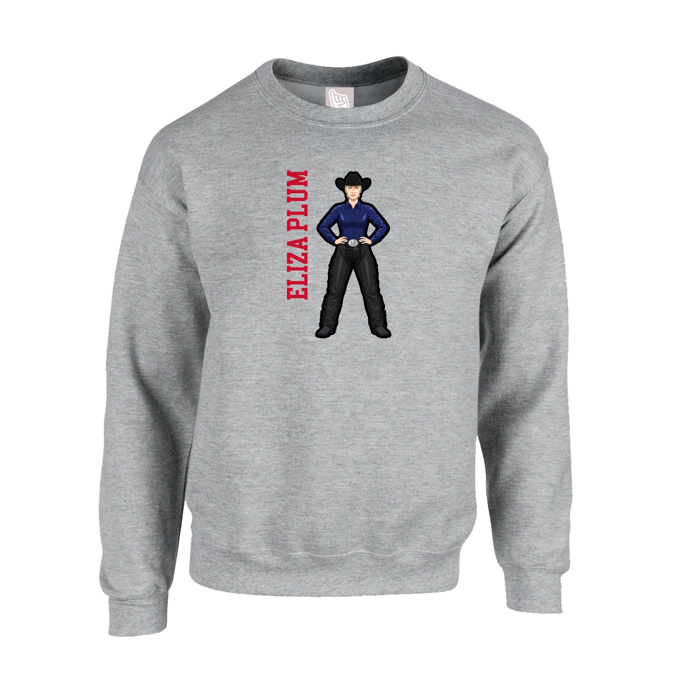 Fleece Crew — Name Vertical in Grey