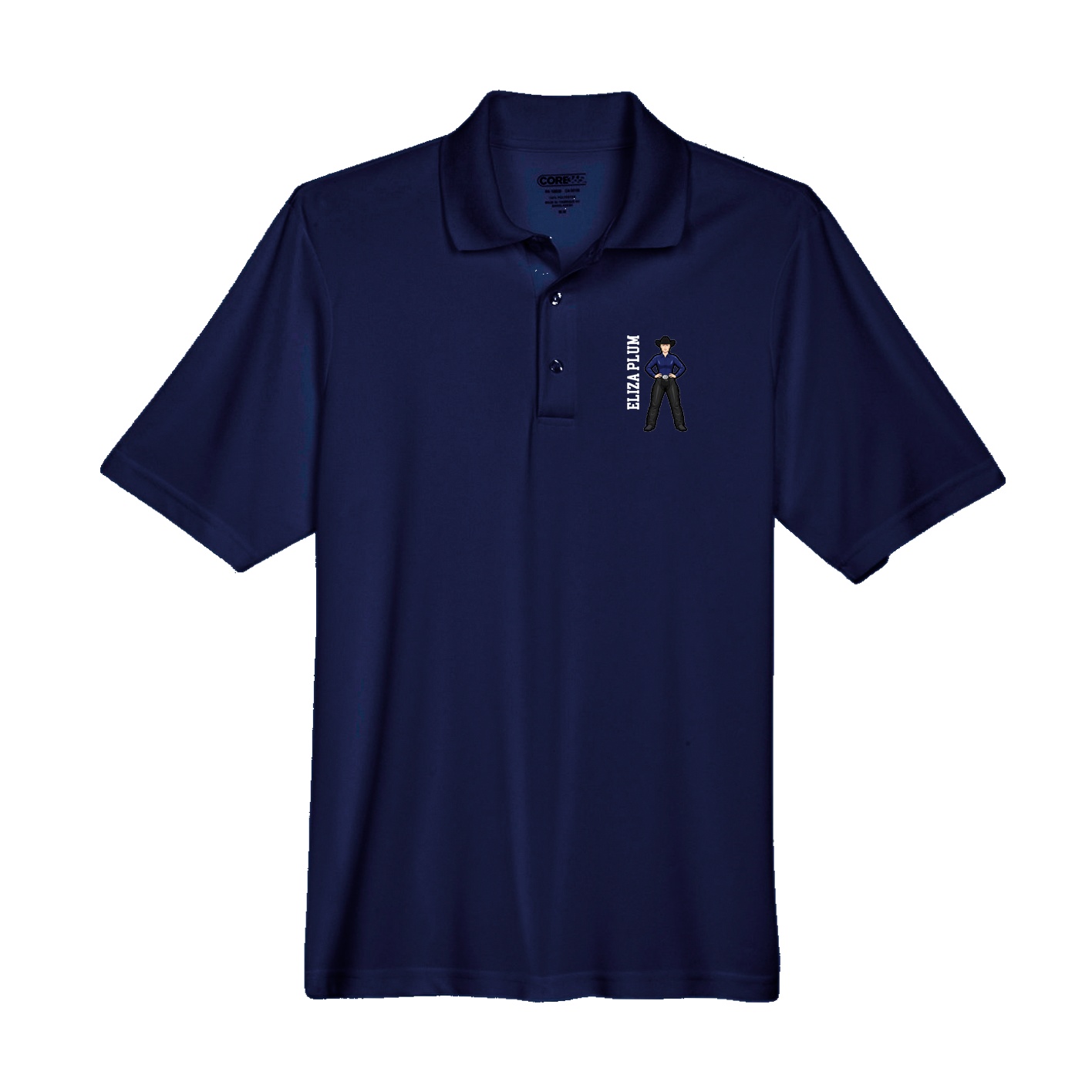 Performance Polo — Name Vertical in Navy