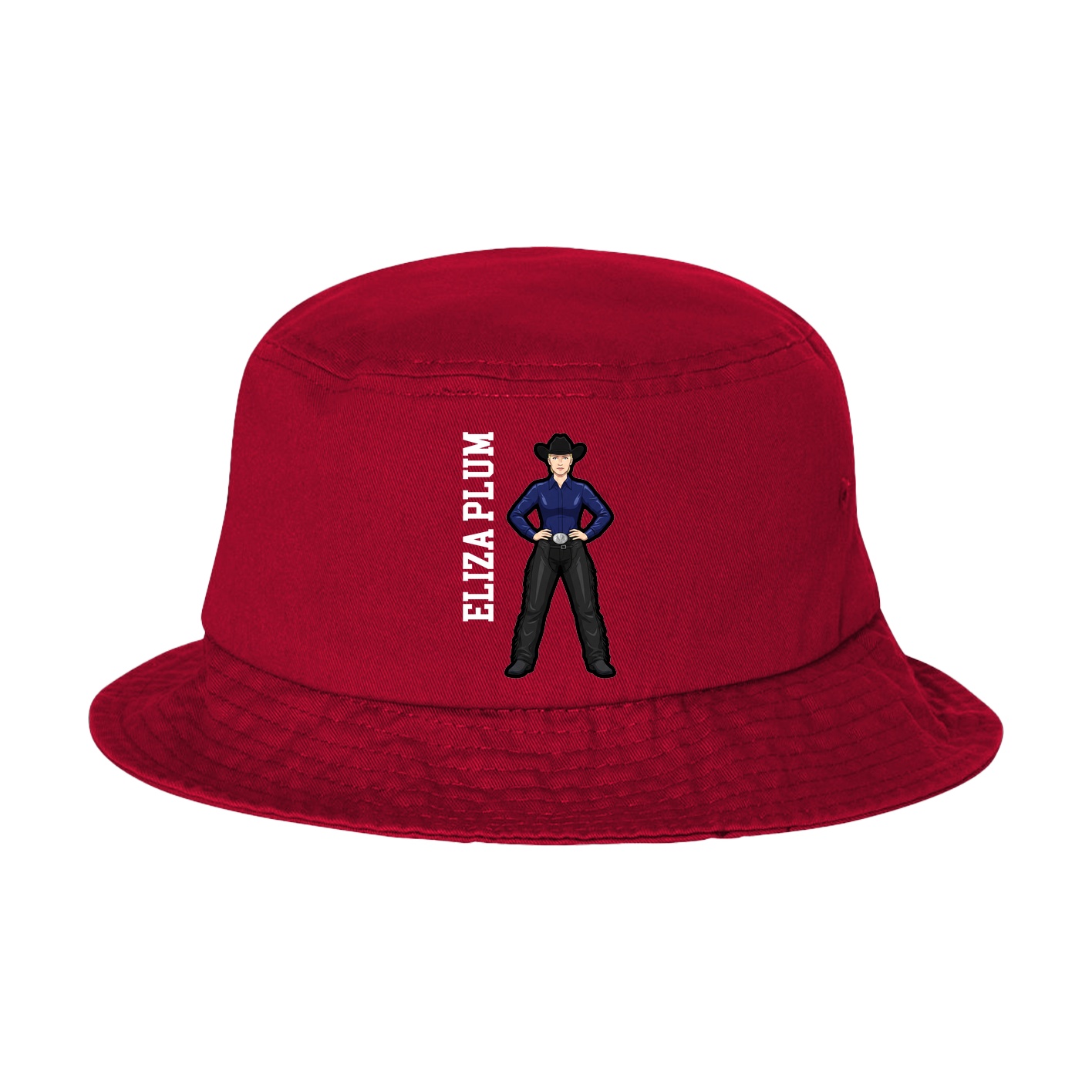 Bucket Cap — Name Vertical in Red