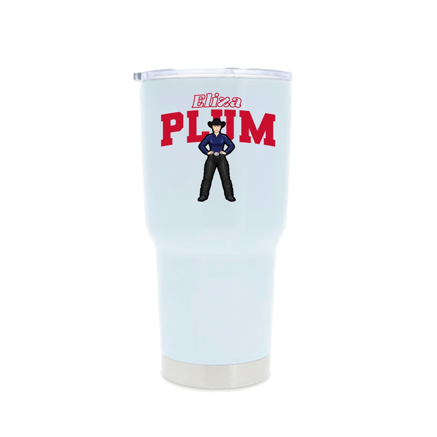 30oz Stainless Steel Tumbler — Name Arch in White
