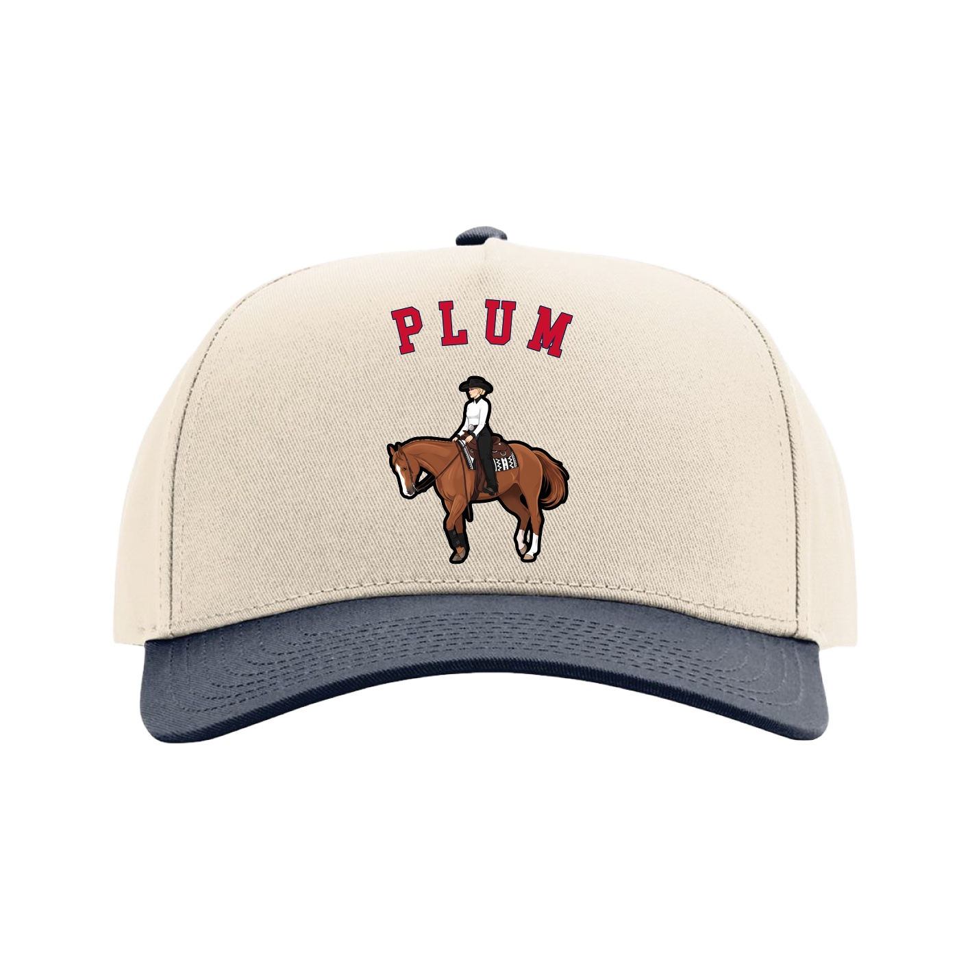 Full Fabric Five-Panel Champ Cap — Shirsey Arch in Cream/Navy