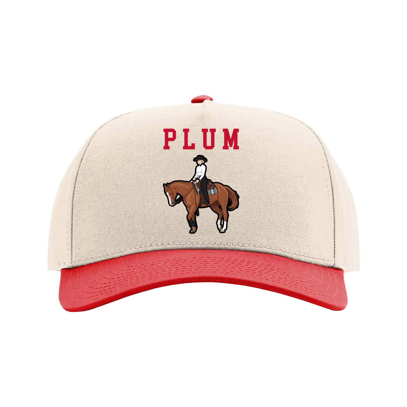 Full Fabric Five-Panel Champ Cap — Shirsey in Cream/Red
