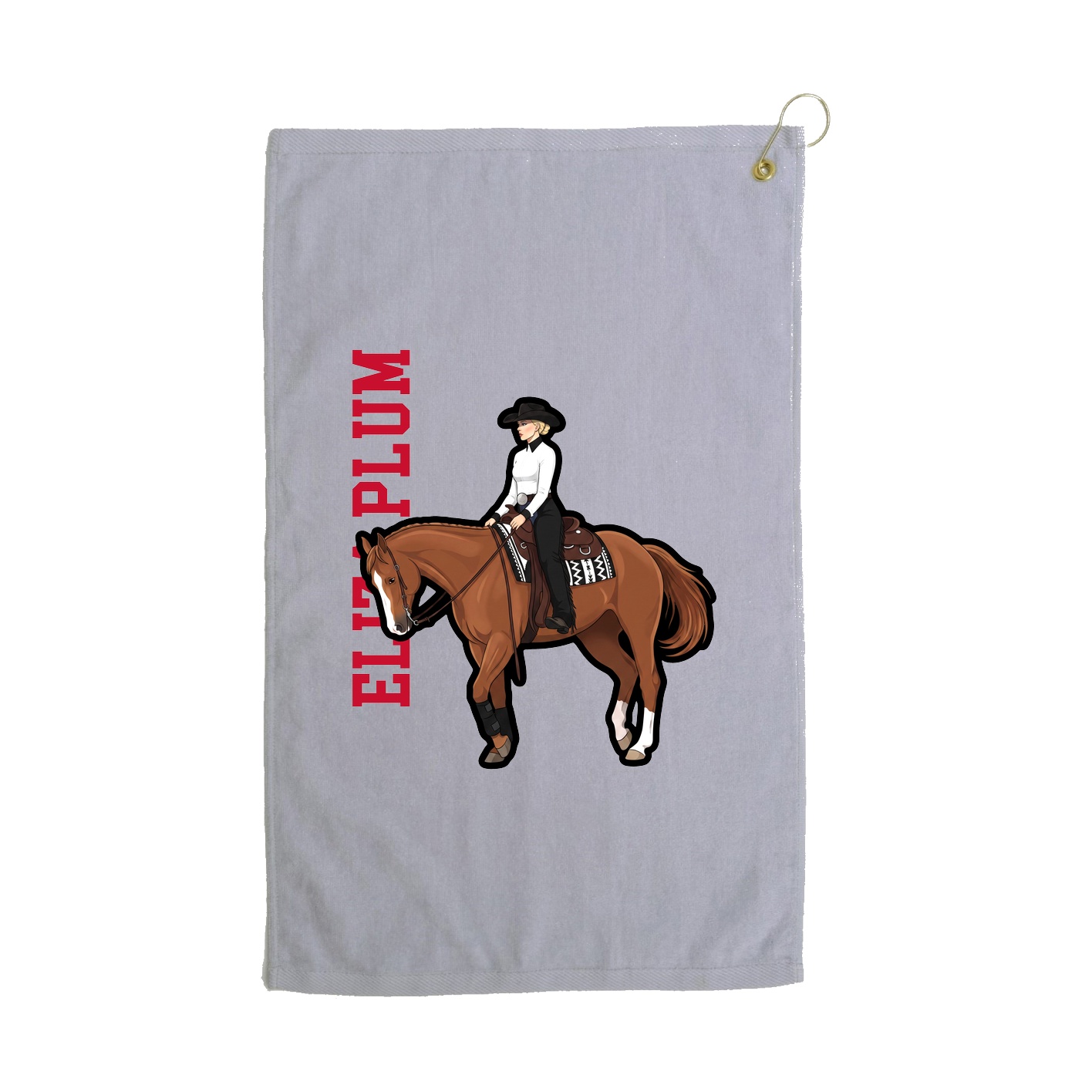 Golf Towel — Name Vertical in Grey