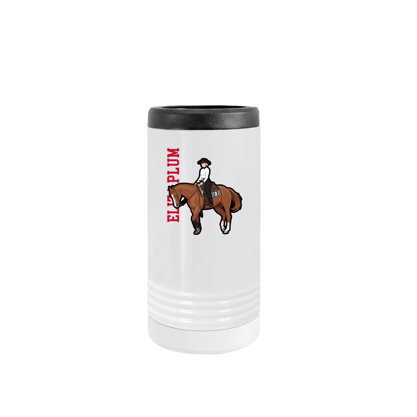 Slim Beverage Holder — Name Vertical in White
