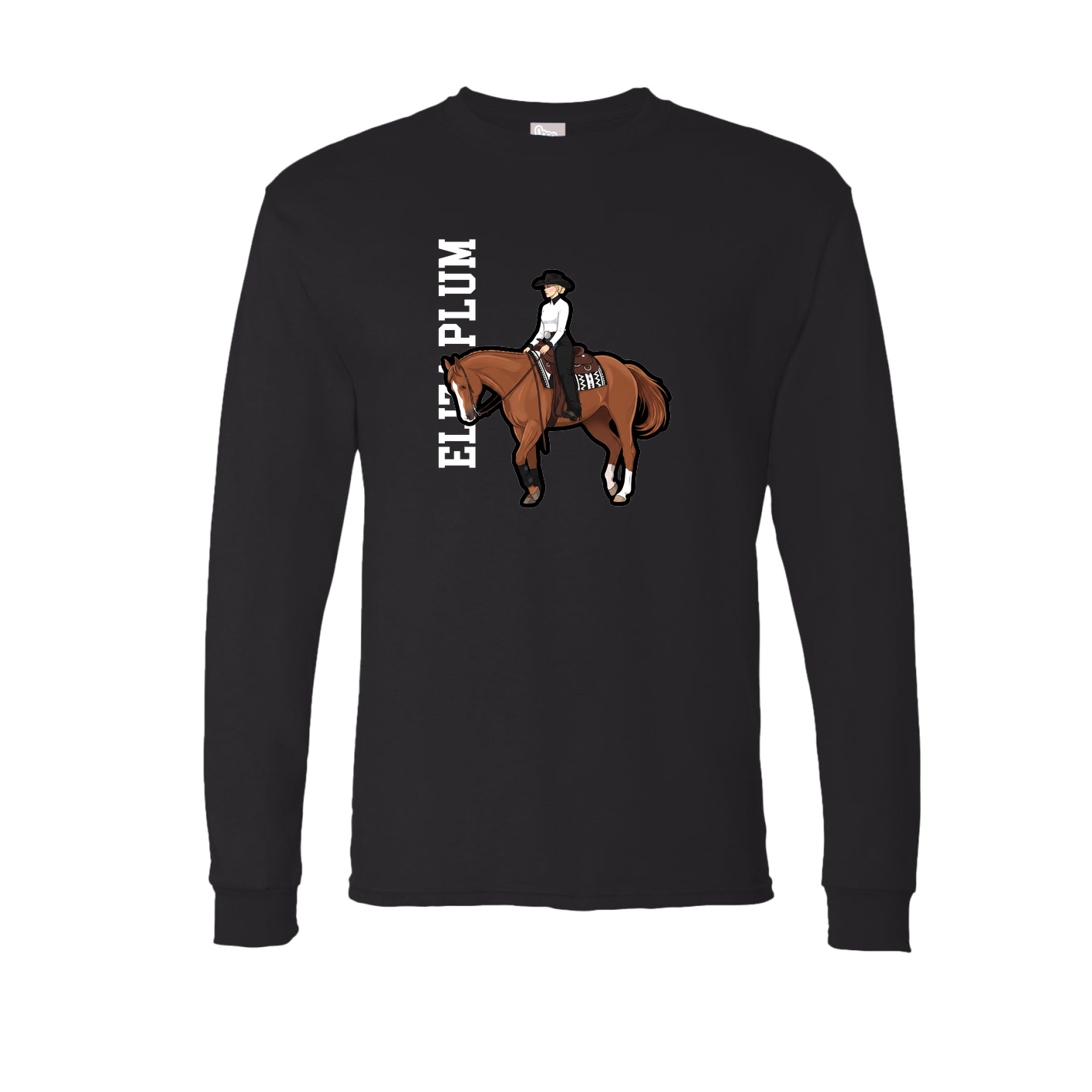 Long Sleeve Tee — Name Vertical in Black
