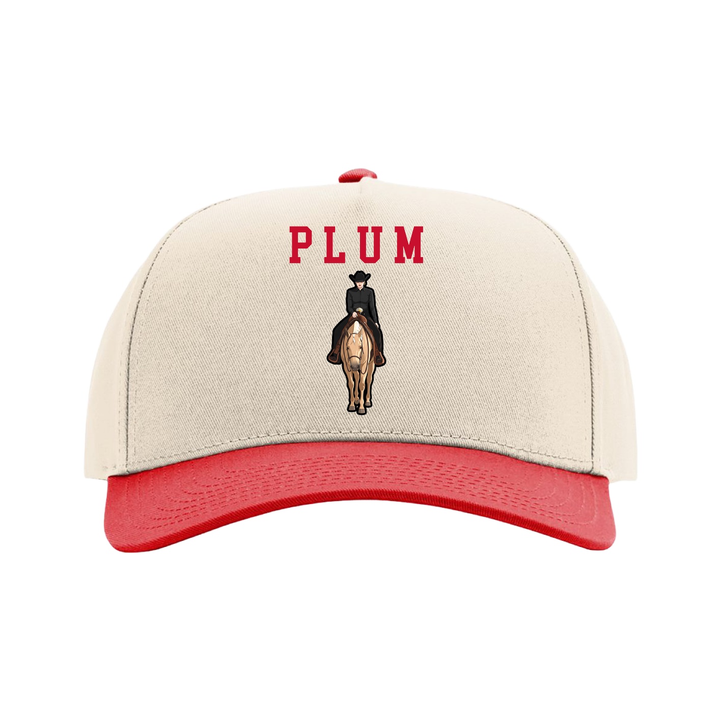 Full Fabric Five-Panel Champ Cap — Shirsey in Cream/Red