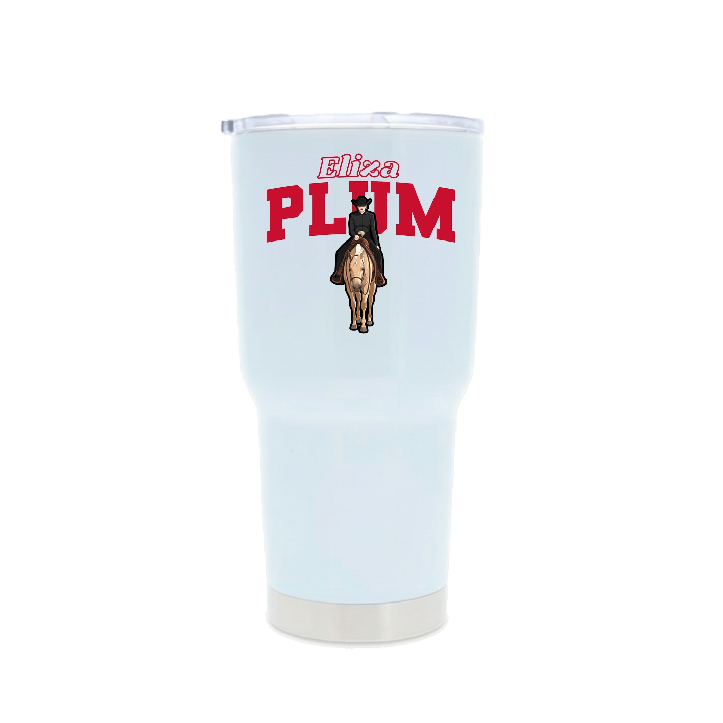 30oz Stainless Steel Tumbler — Name Arch in White