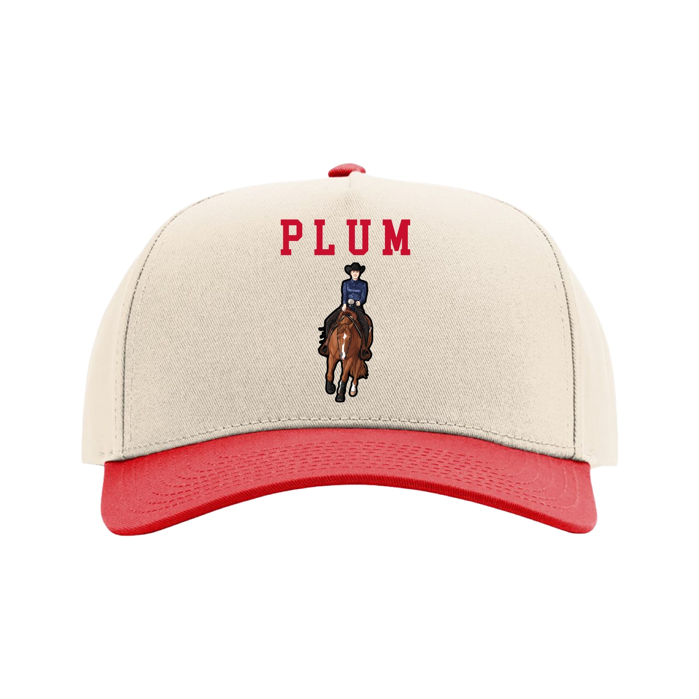 Full Fabric Five-Panel Champ Cap — Shirsey in Cream/Red
