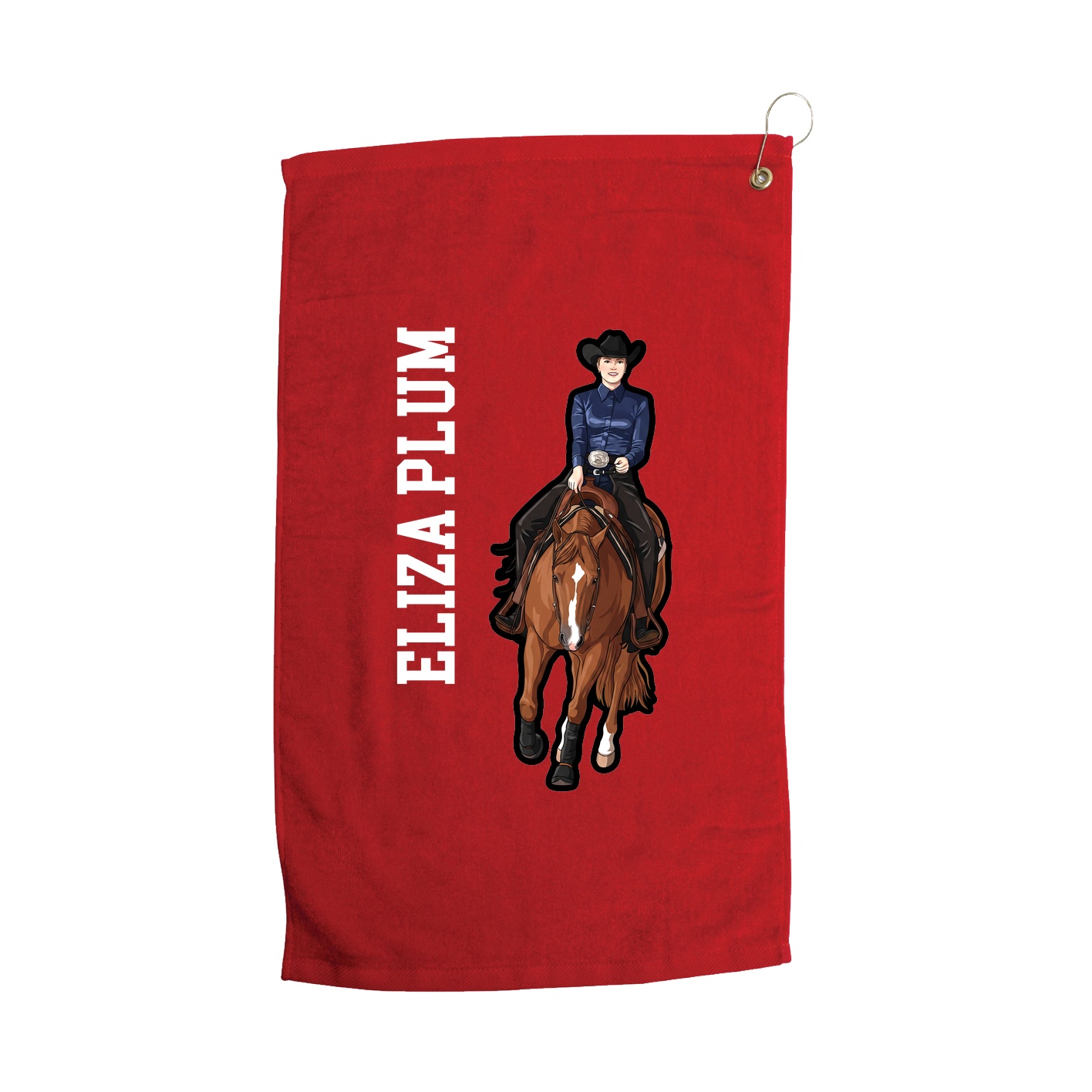 Golf Towel — Name Vertical in Red