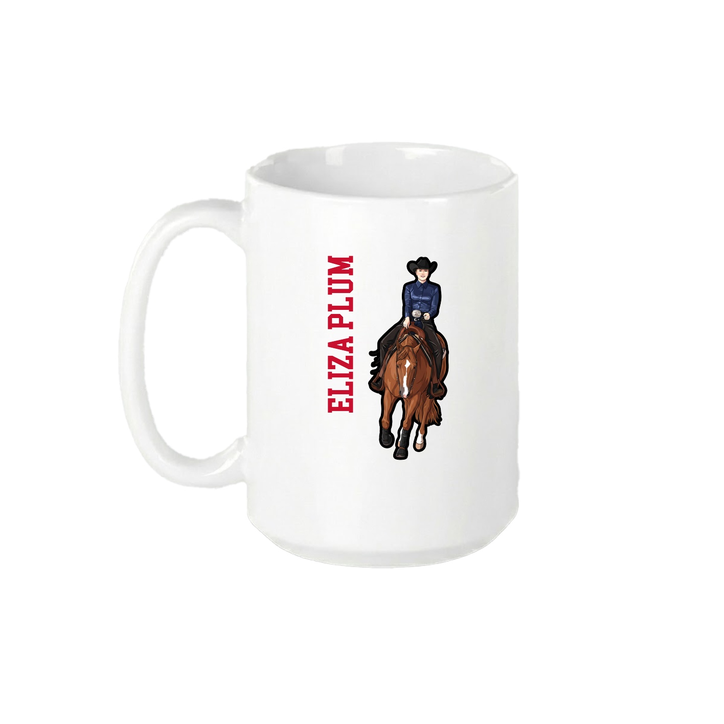 15oz Coffee Mug — Name Vertical in White